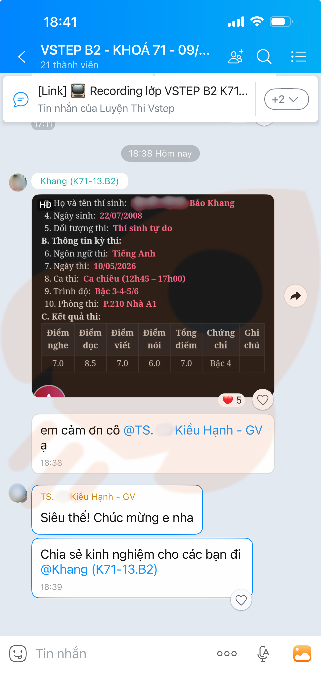 Phản hồi học viên 104