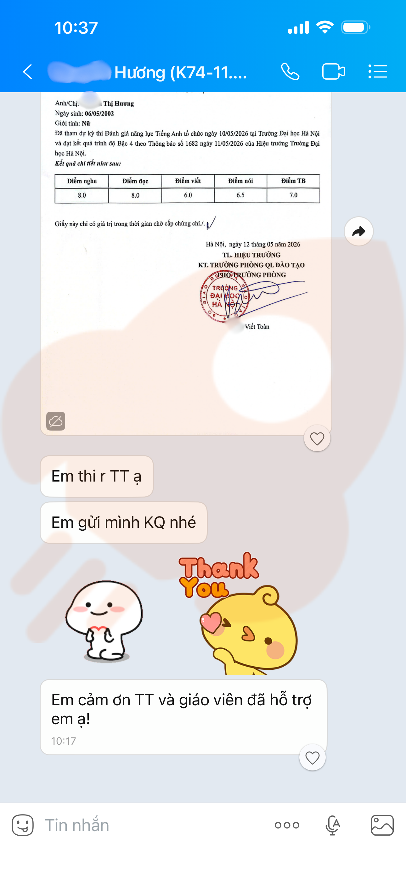 Phản hồi học viên 108