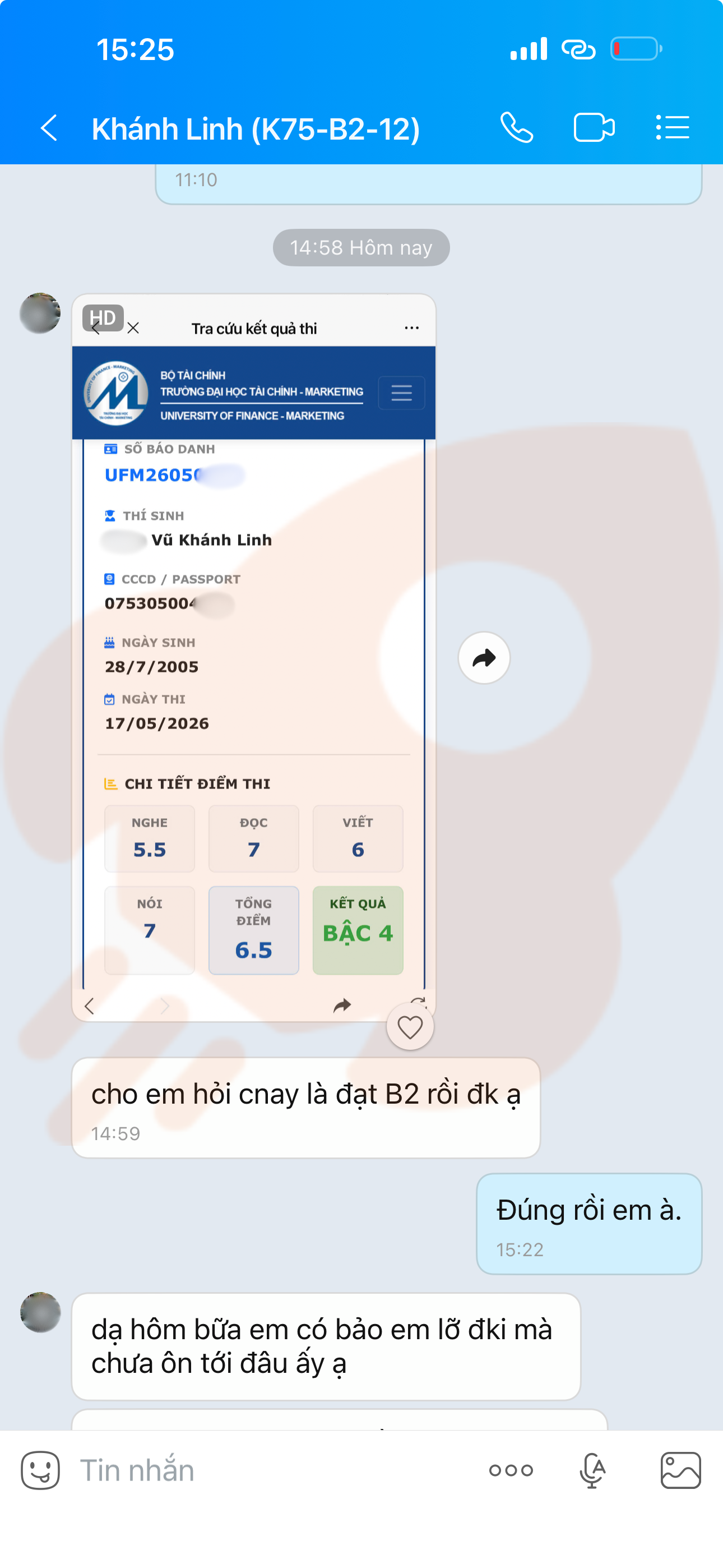 Phản hồi học viên 110