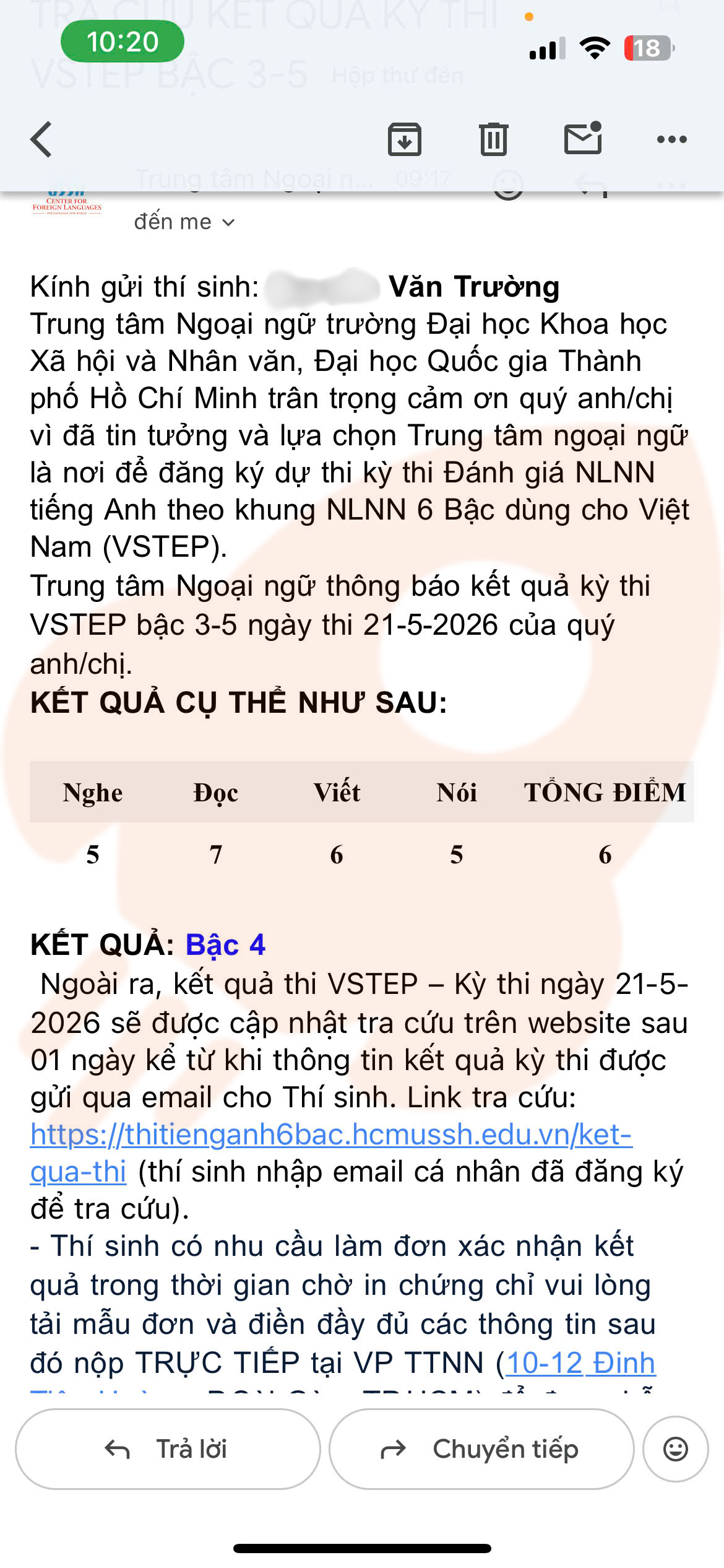 Phản hồi học viên 112