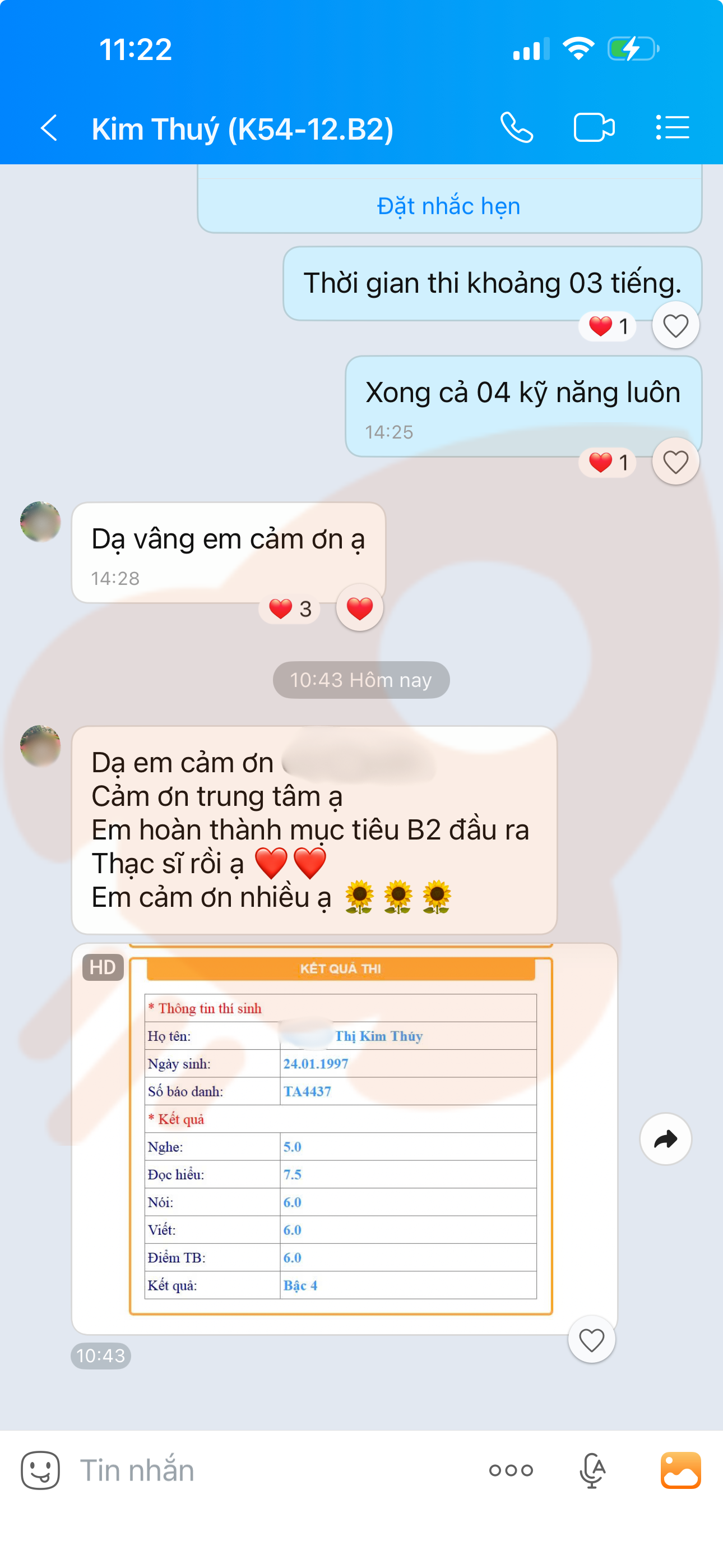 Phản hồi học viên 122