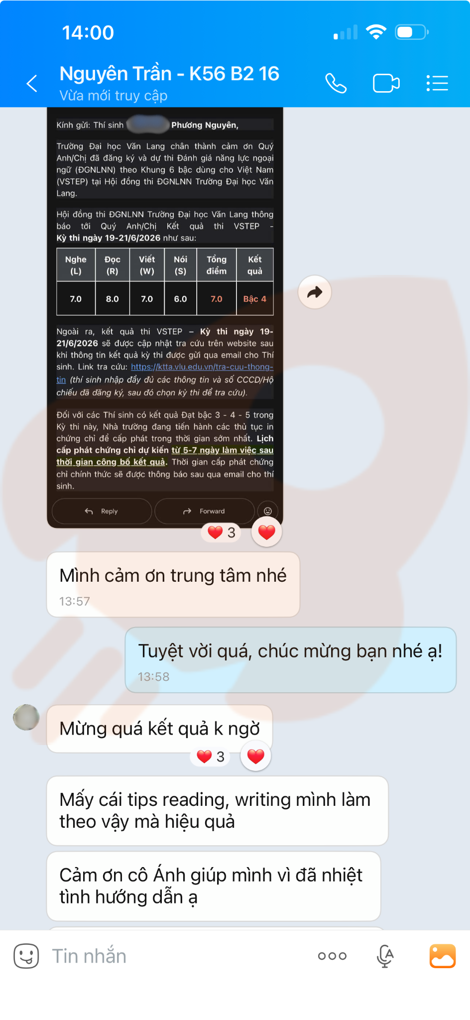 Phản hồi học viên 127