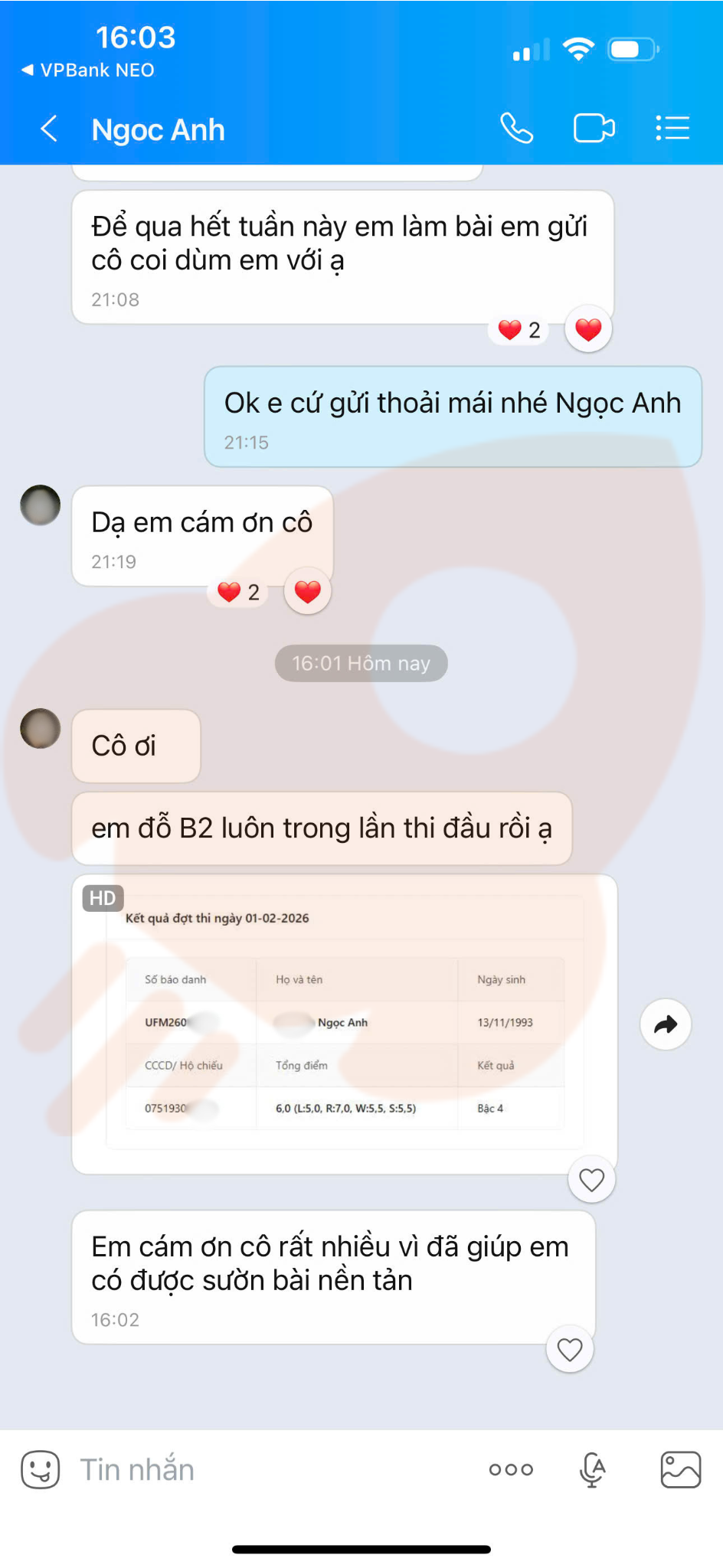 Phản hồi học viên 60