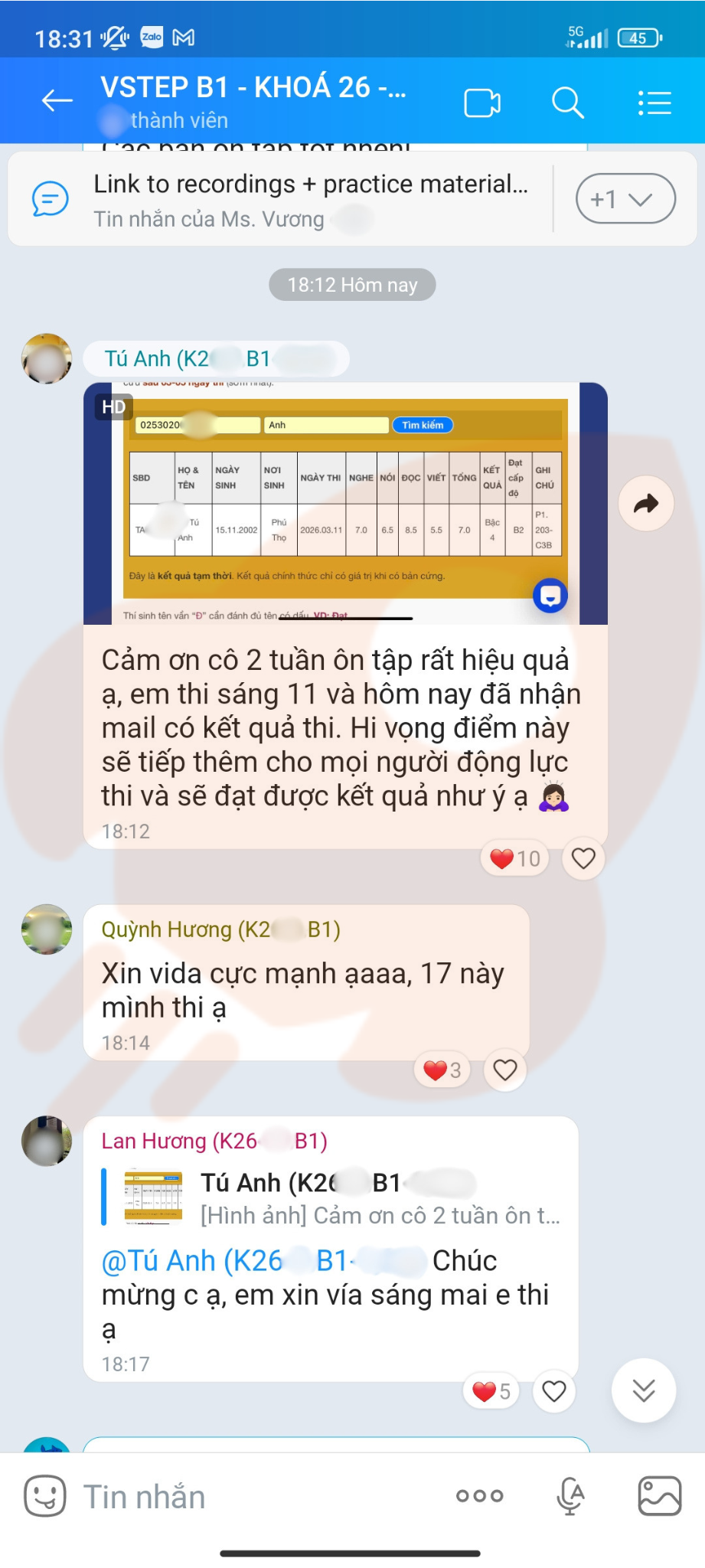 Phản hồi học viên 73
