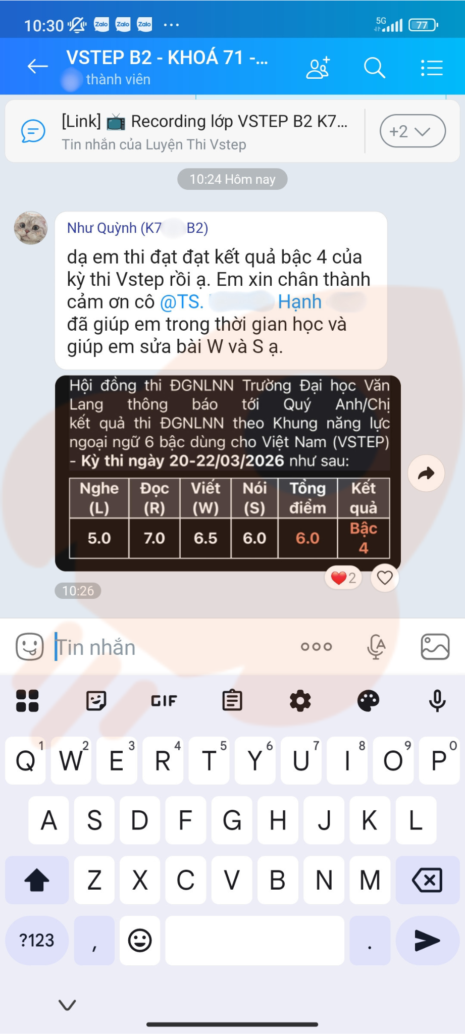 Phản hồi học viên 77