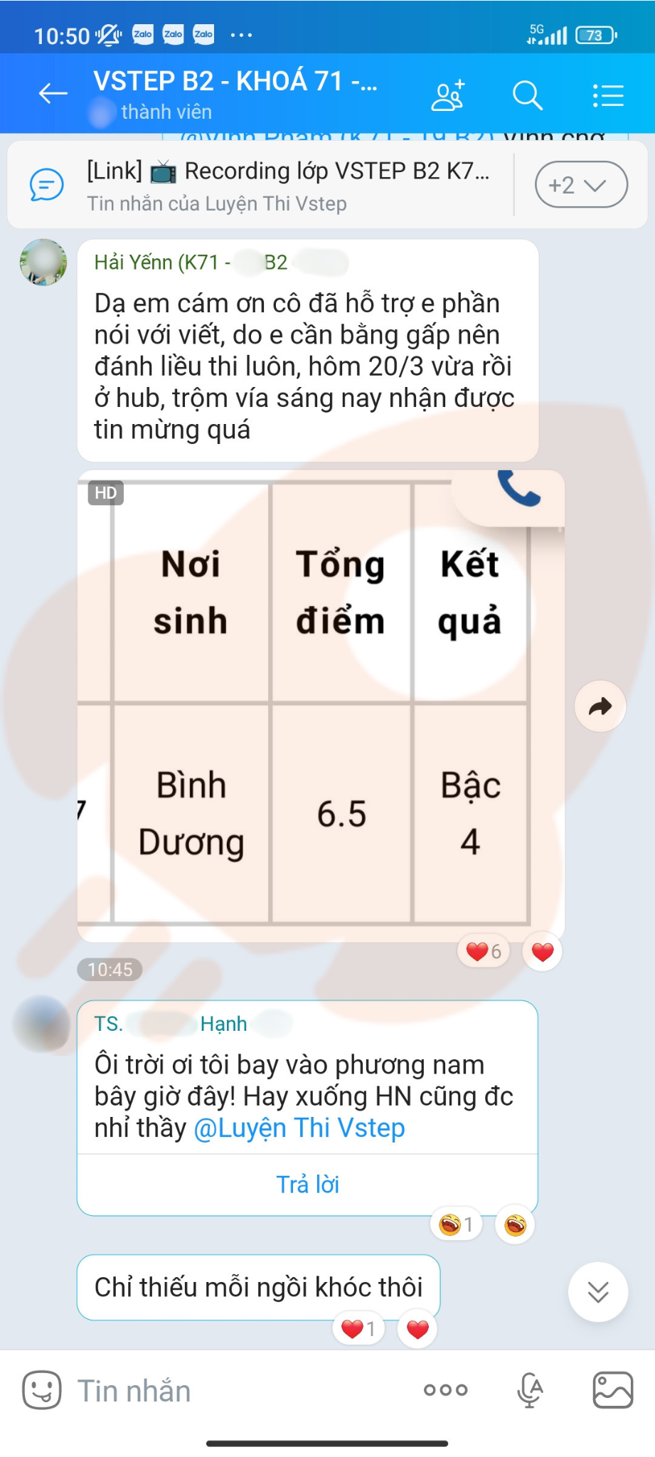 Phản hồi học viên 80