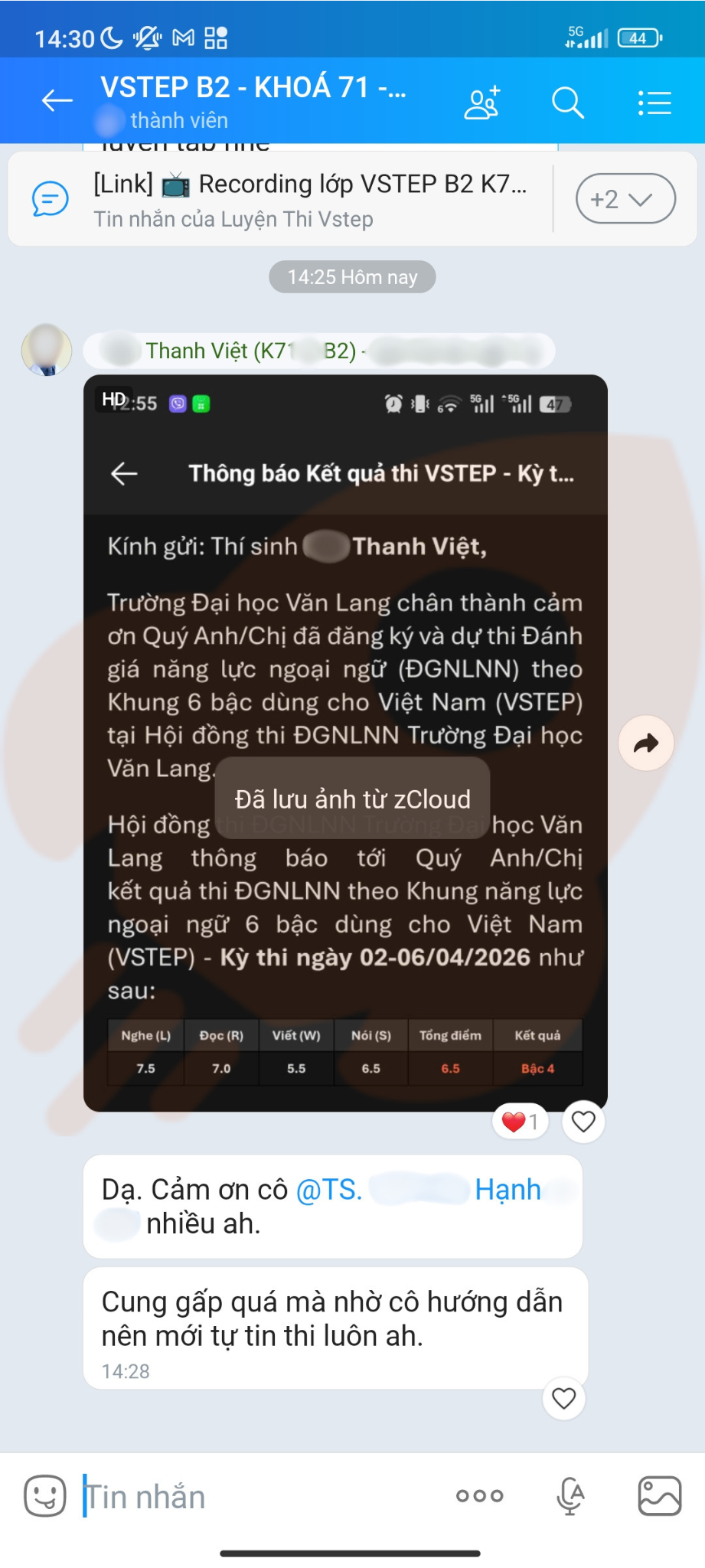 Phản hồi học viên 86