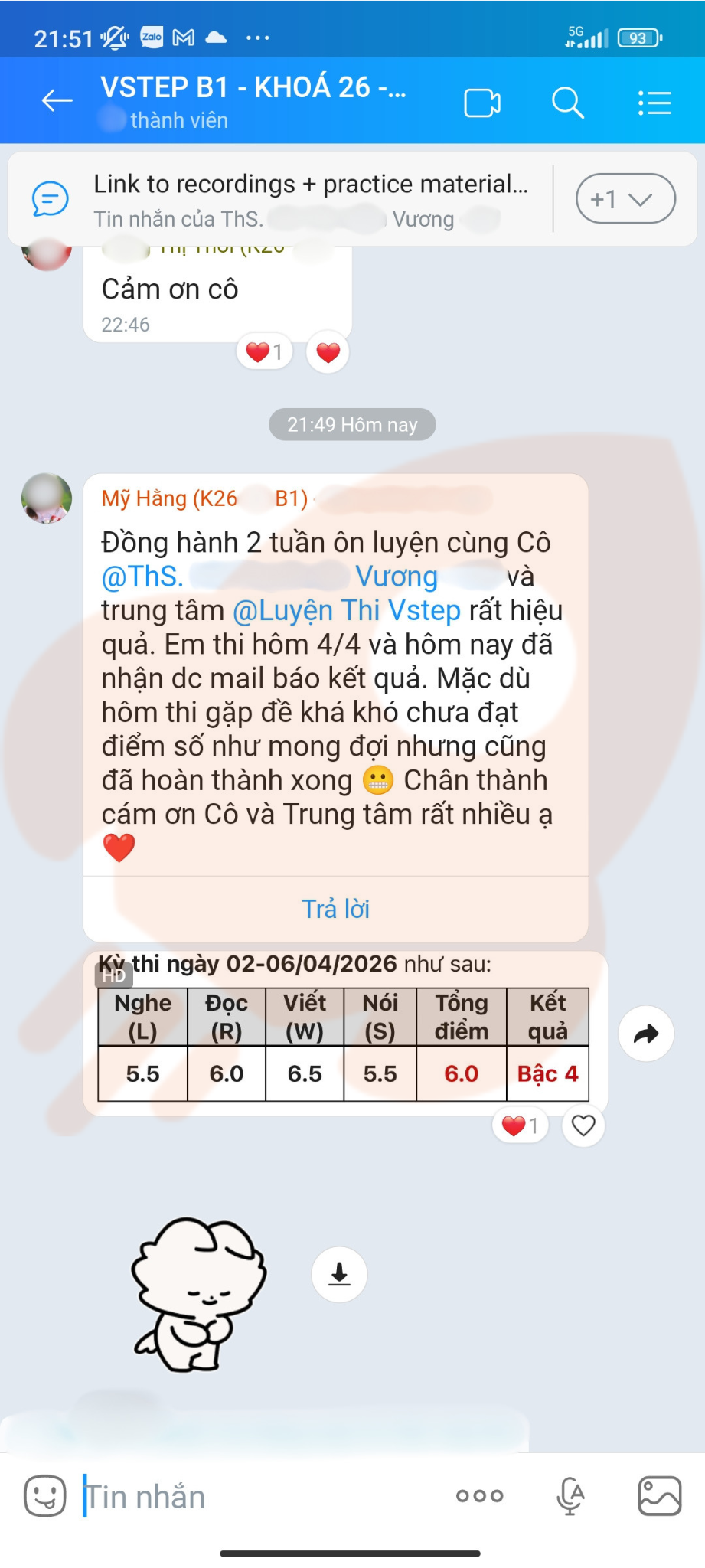 Phản hồi học viên 91