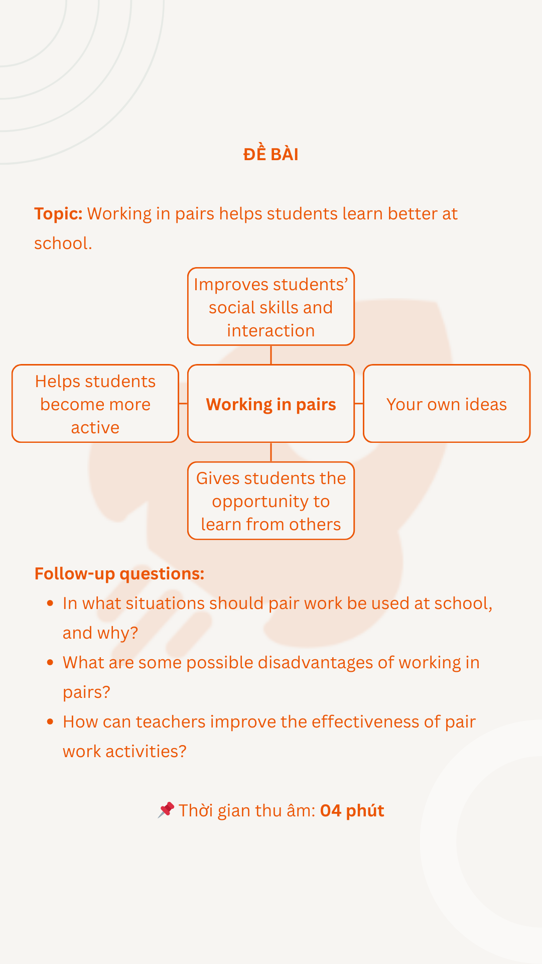 VSTEP Speaking Part 3 - Topic 1: Working in pairs helps students learn better at school