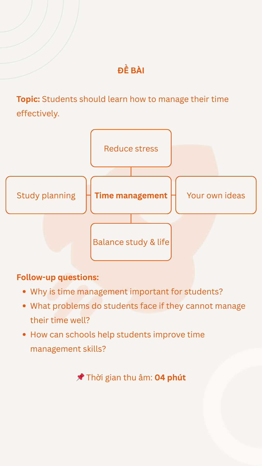VSTEP Speaking Part 3 - Topic 4: Students should learn how to manage their time effectively