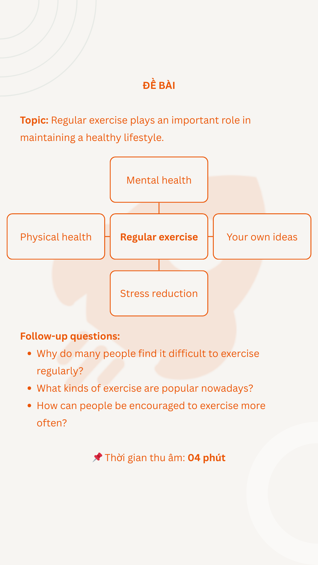 VSTEP Speaking Part 3 - Topic 7: Regular exercise plays an important role in maintaining a healthy lifestyle