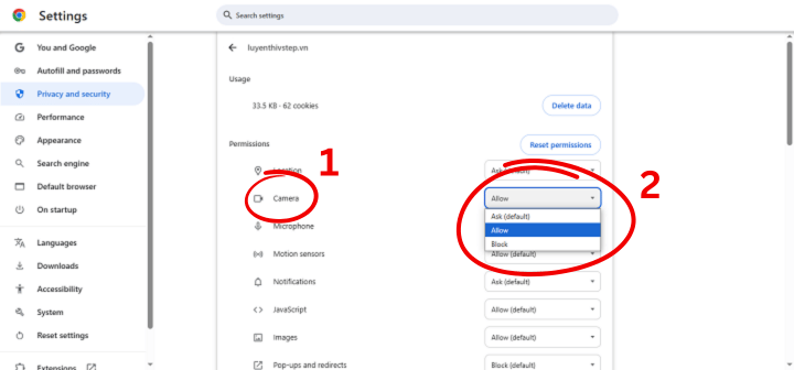 Cấu hình Chrome bước 3