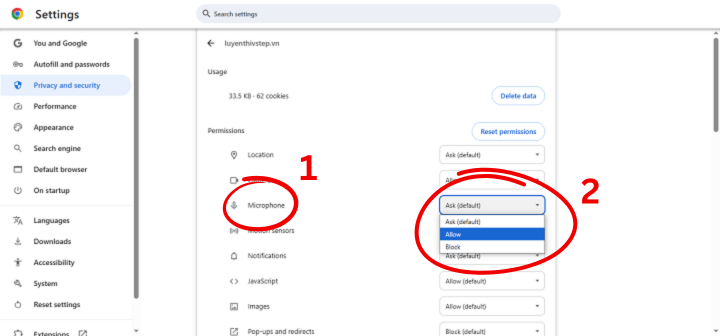 Cấu hình Chrome bước 4
