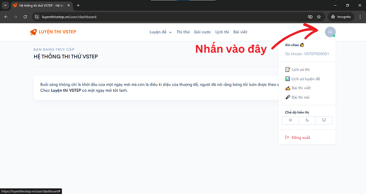 Bước 3: Giao diện sau khi đăng nhập thành công