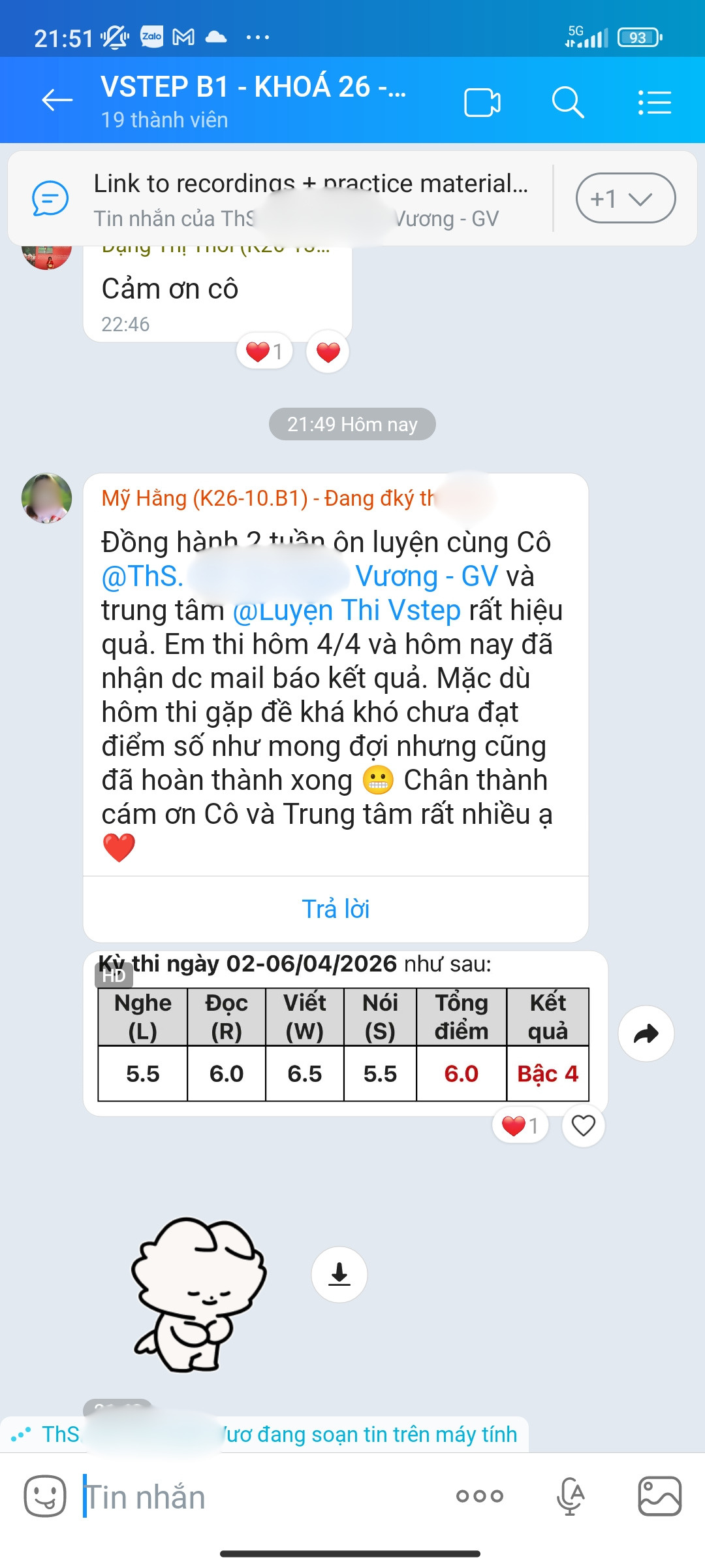 Feedback học viên VSTEP